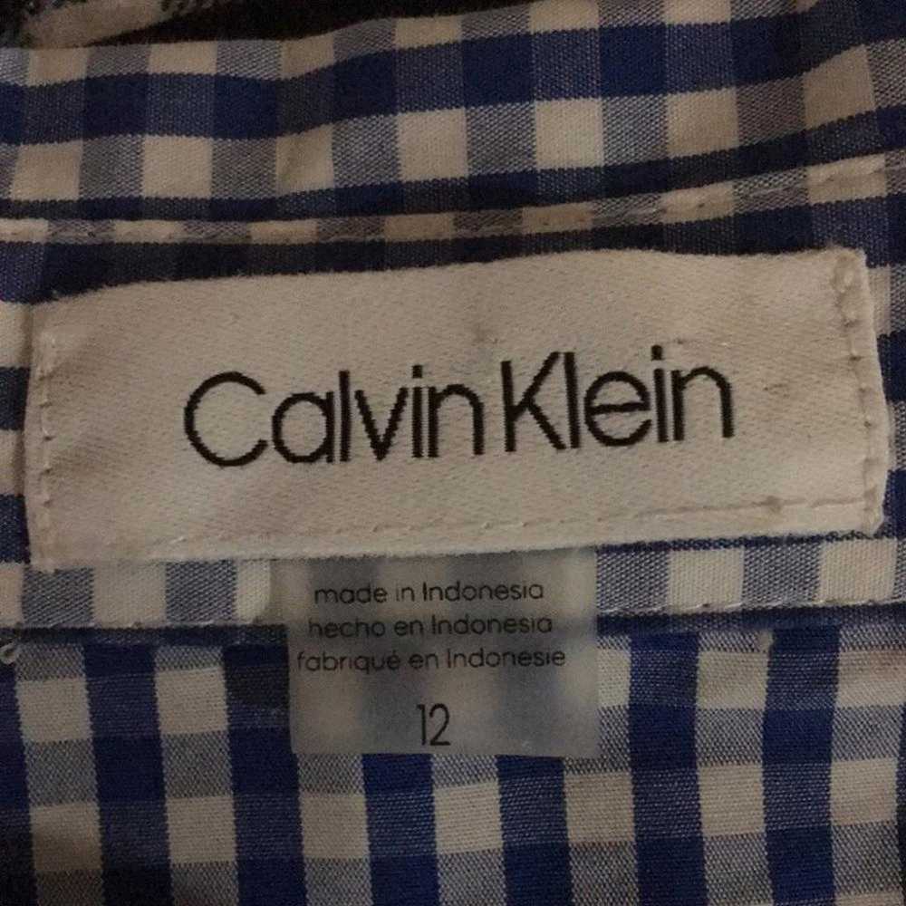 Calvin Klein Blue and White Checked Dress Size 12 - image 6