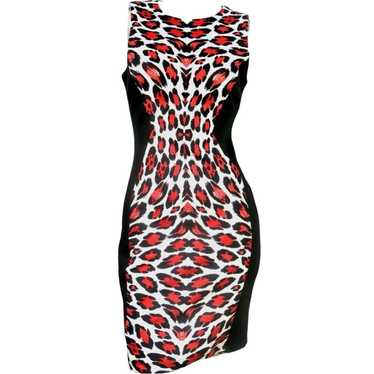 Bisou Bisou Sleeveless Black and Red Cheetah Bodyc