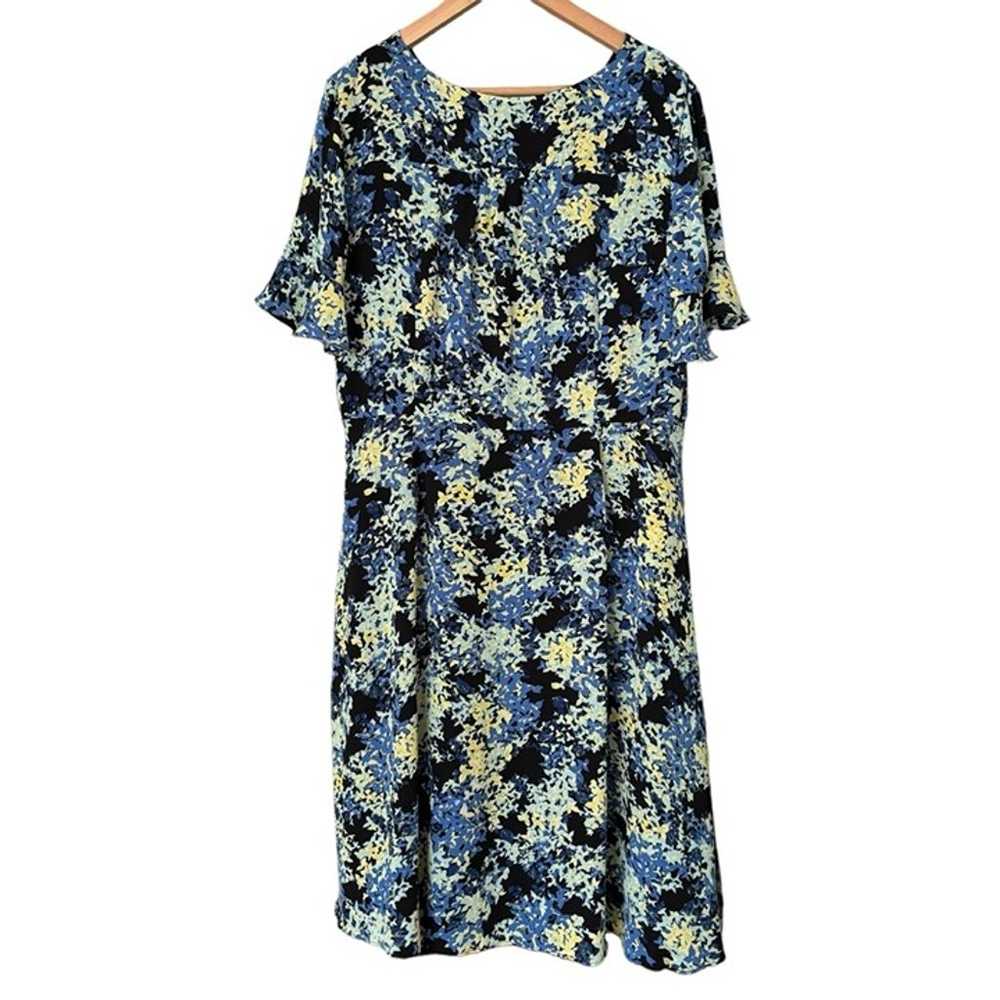 Talbots Black Blue Yellow Floral V Neck Flutter S… - image 2