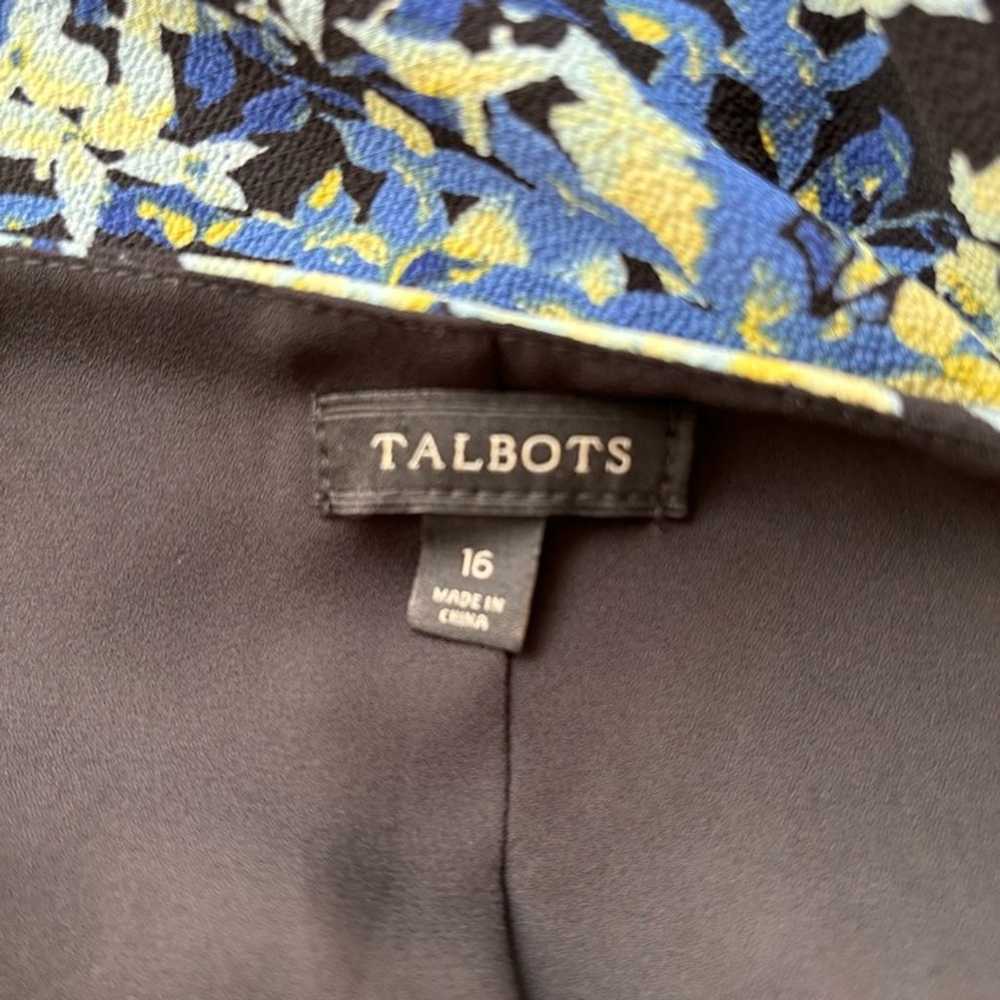 Talbots Black Blue Yellow Floral V Neck Flutter S… - image 4