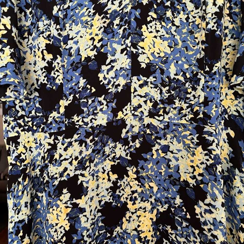 Talbots Black Blue Yellow Floral V Neck Flutter S… - image 5