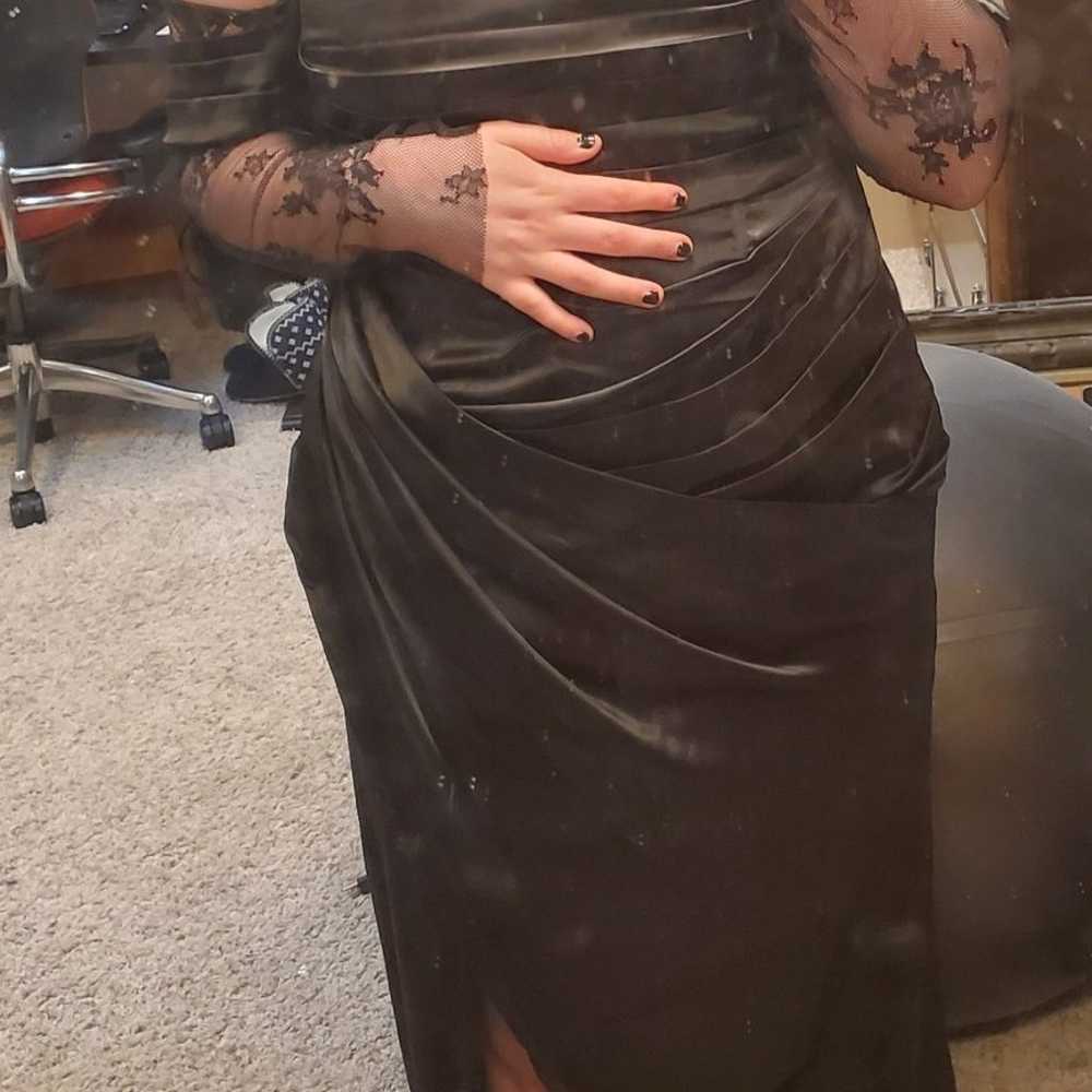 Black Satin Maxi Dress - image 3