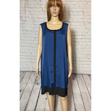 Kenneth Cole Sleeveless Blue Black Dress Size XL - image 1