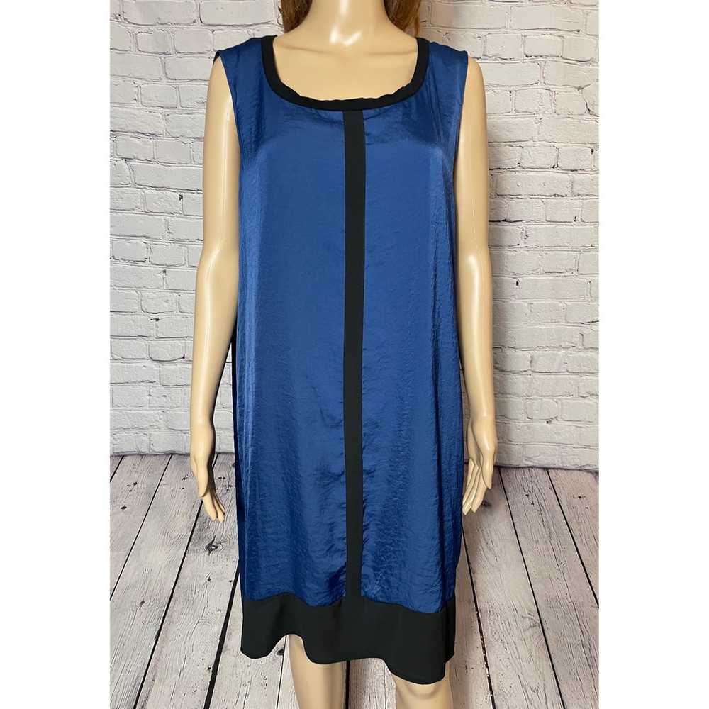 Kenneth Cole Sleeveless Blue Black Dress Size XL - image 2