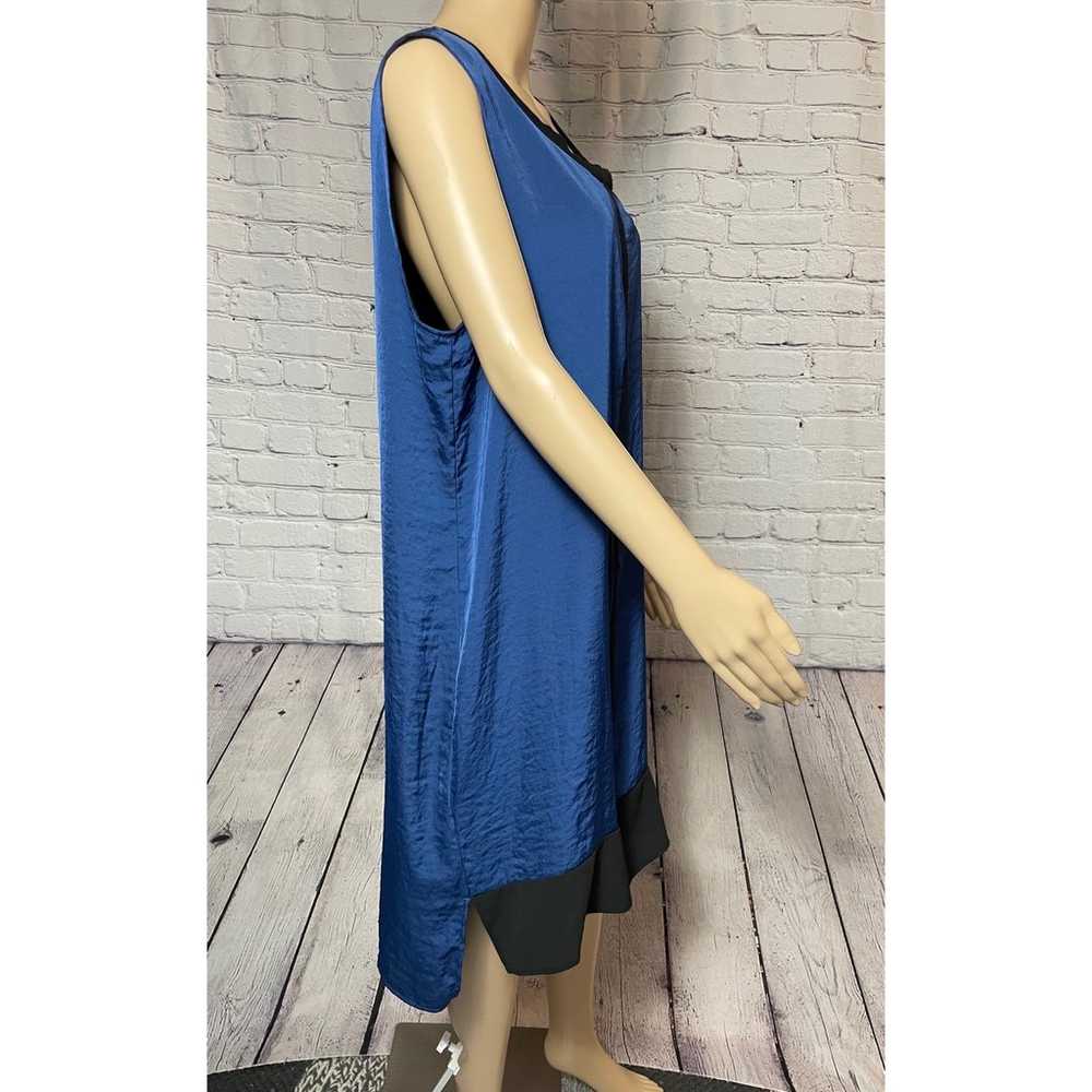 Kenneth Cole Sleeveless Blue Black Dress Size XL - image 4