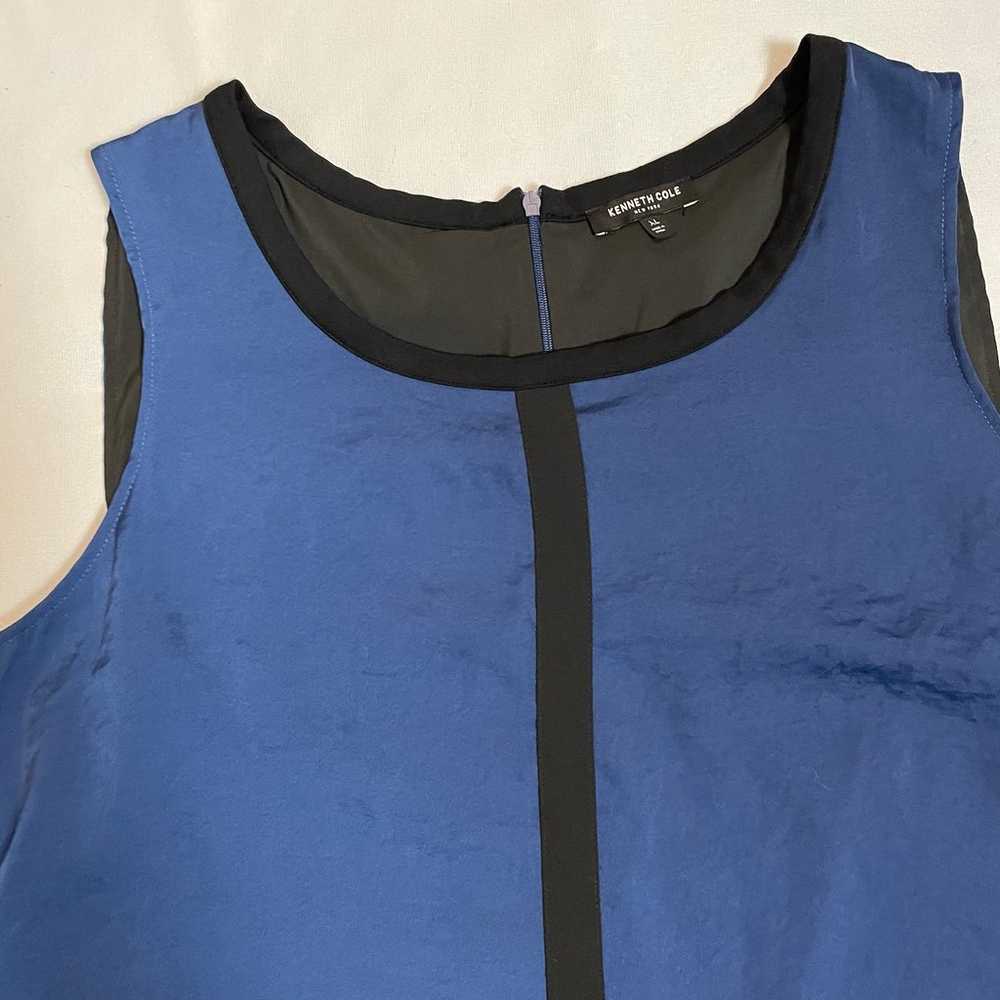 Kenneth Cole Sleeveless Blue Black Dress Size XL - image 9