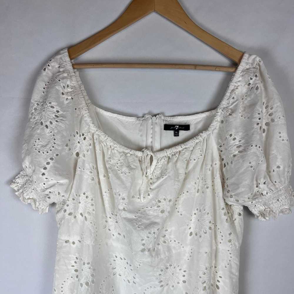 7 FOR ALL MANKIND EYELET PUFF SLEEVES WHITE SUMME… - image 8