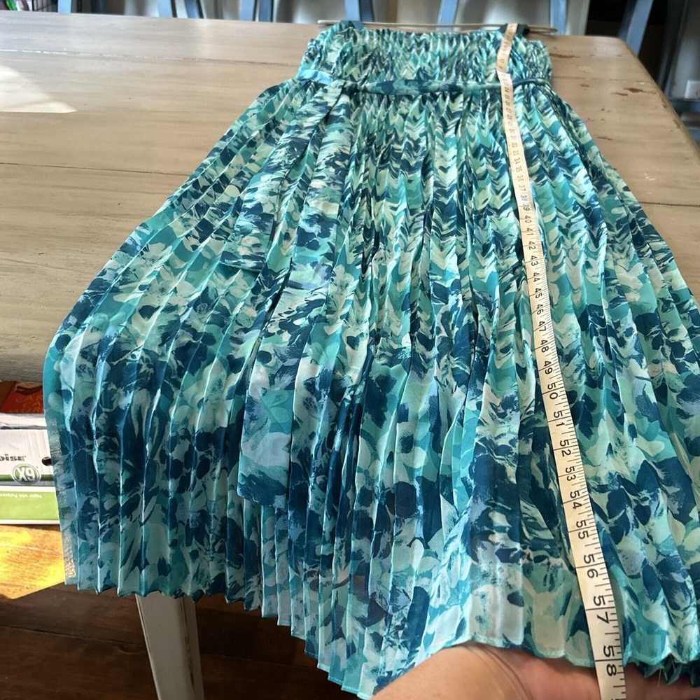 Lane Bryant Teal Blue Green Floral Chiffon Pleate… - image 5