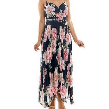 Pink Flower Navy Blue Dress Size 16