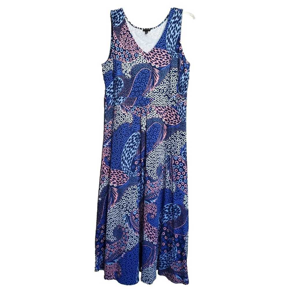 Talbots Multicolor Paisley Knit Sleeveless Maxi D… - image 1