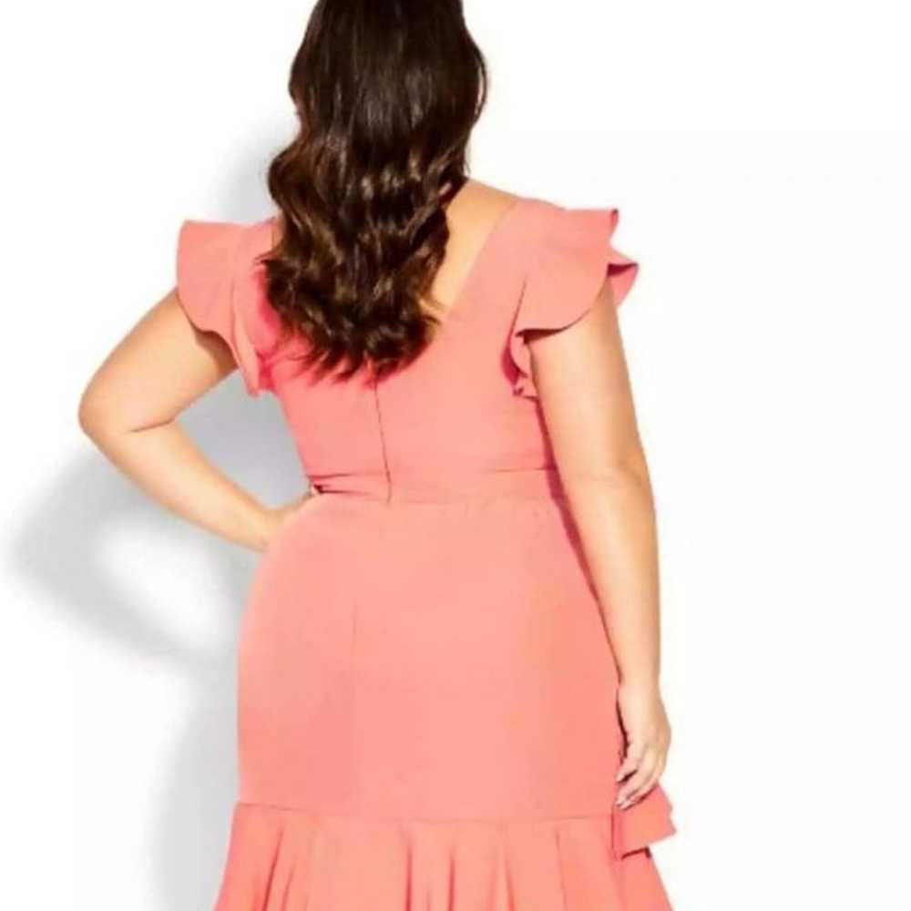 City chic short dress with melon-colored ruffles … - image 2