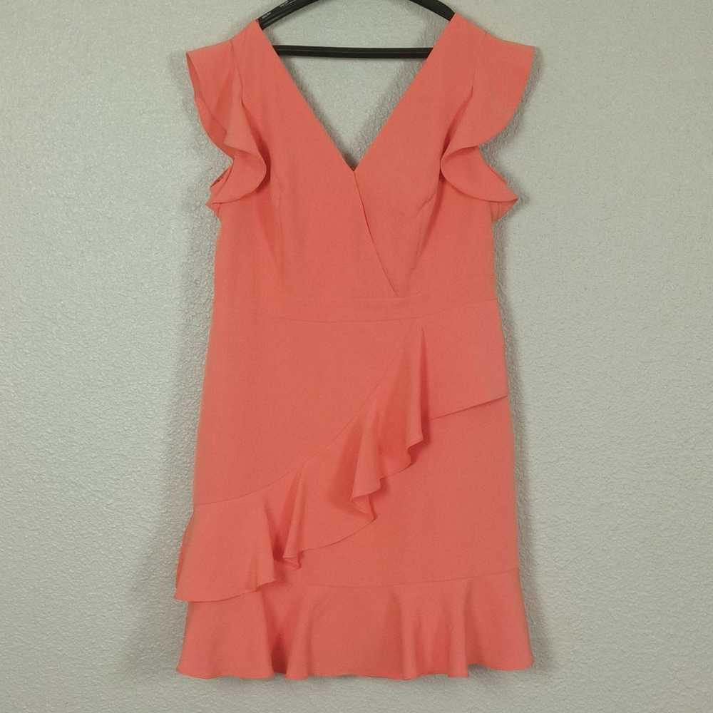 City chic short dress with melon-colored ruffles … - image 3