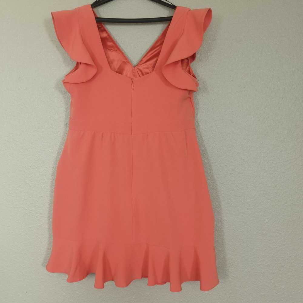 City chic short dress with melon-colored ruffles … - image 4