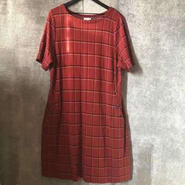 XL J. Jill Plaid Ponte Knit Shift Red Plaid Dress