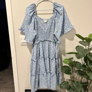 Arula Blue Floral Smocked Dress