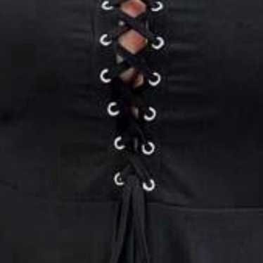 Black lace up dress stretchy fabric 2X NEW - image 1