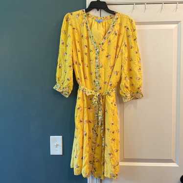 Draper James VNeck Button Down Yellow Floral Dress