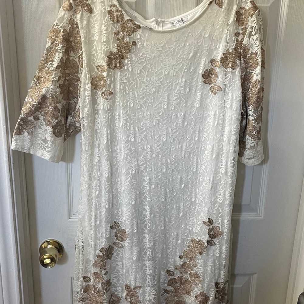 Olivia Matthews Women's White & Tan Dress Size 2X - image 4