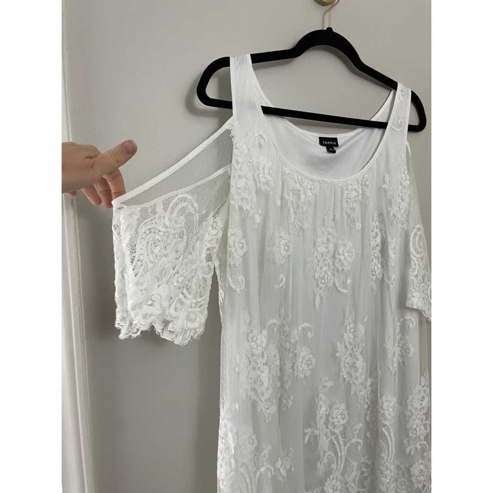 Torrid White Lace Cold Shoulder Trapeze Mini Dres… - image 3