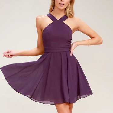 Lulus Forevermore Dusty Purple Halter Sleeveless S