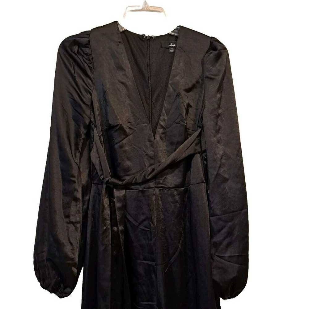 Lulus Certainly Chic Black Satin Long Sleeve Wide… - image 2