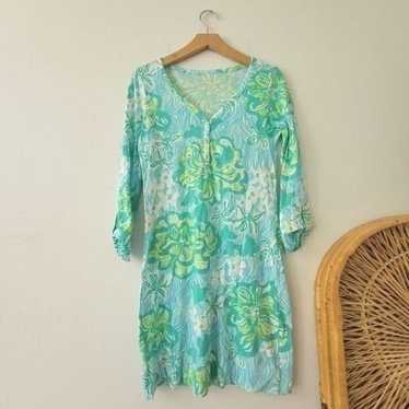 Lilly Pulitzer Palmetto Henley Dress Green/Blue/W… - image 1