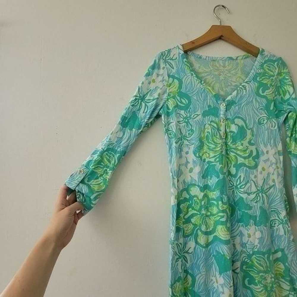 Lilly Pulitzer Palmetto Henley Dress Green/Blue/W… - image 3