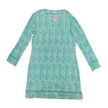 Coolibar 50+ UPF blue green zebra print coverup wo