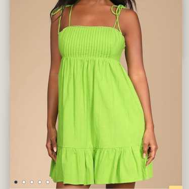 NWOT Lulus Dreamgirl Lime Green Pleated Tie Shoul… - image 1