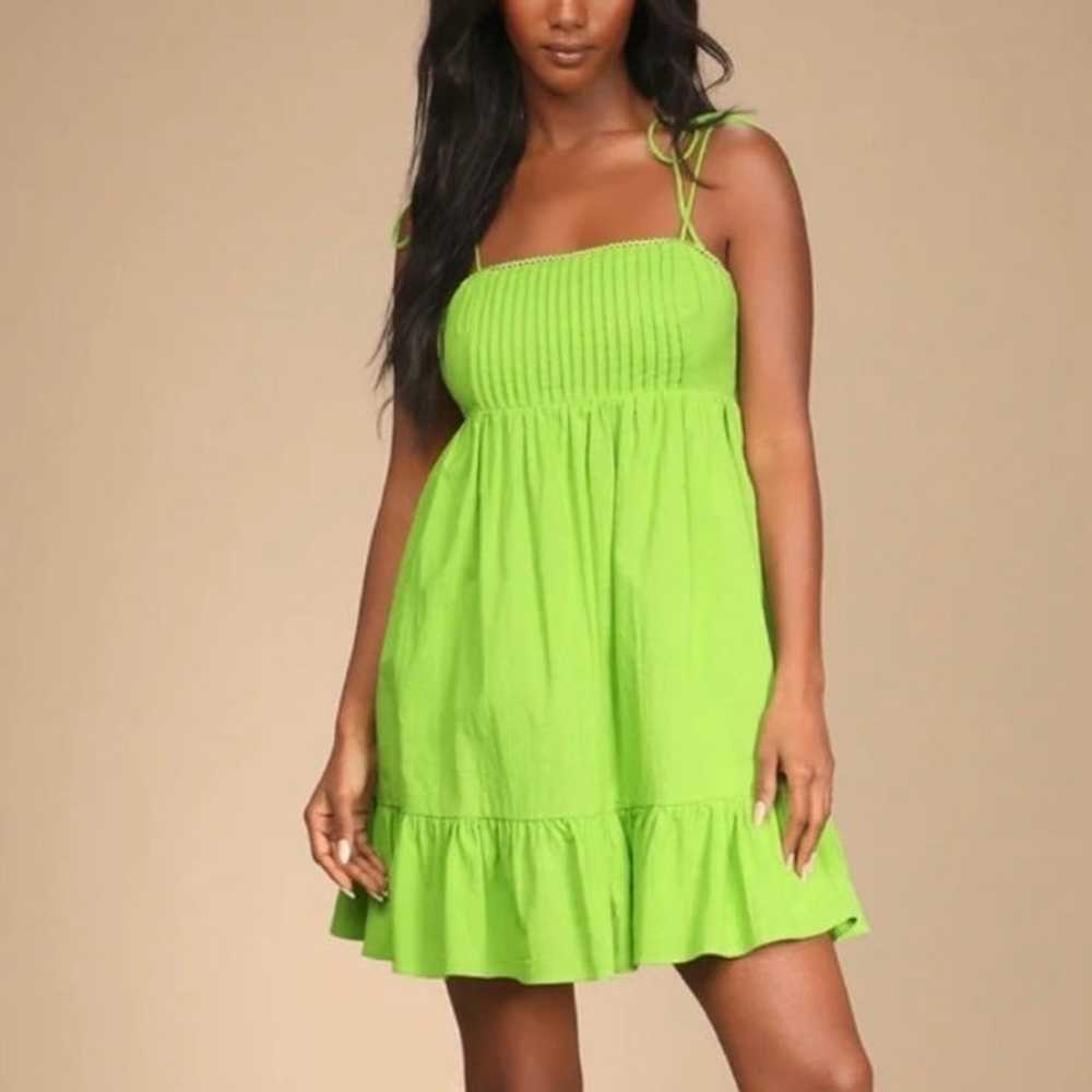 NWOT Lulus Dreamgirl Lime Green Pleated Tie Shoul… - image 2