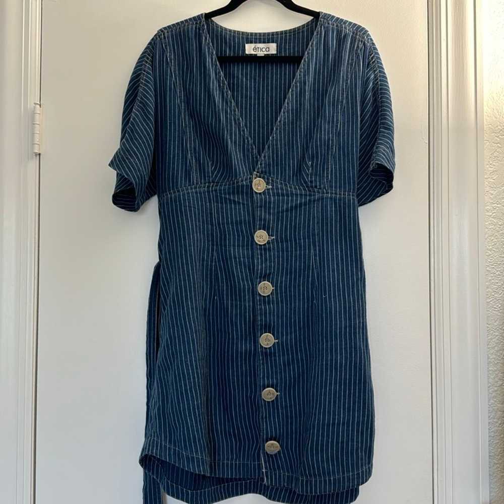 Etica Stripe Denim Dress/Tunic M - image 1