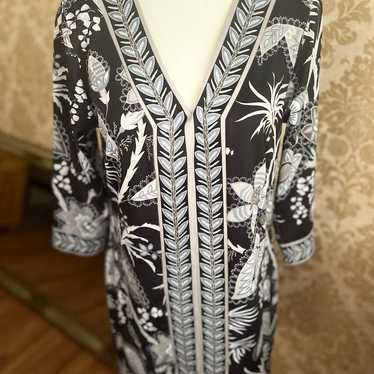 2024 Gretchen Scott Designs Black & White Embroidered Silky Tunic Top