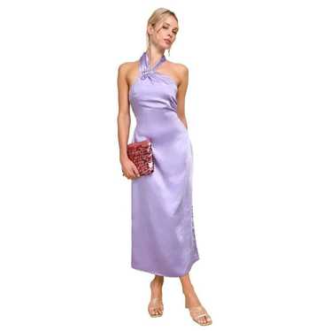 Lulus Perfectly Sleek Lavender Satin Halter Slip M