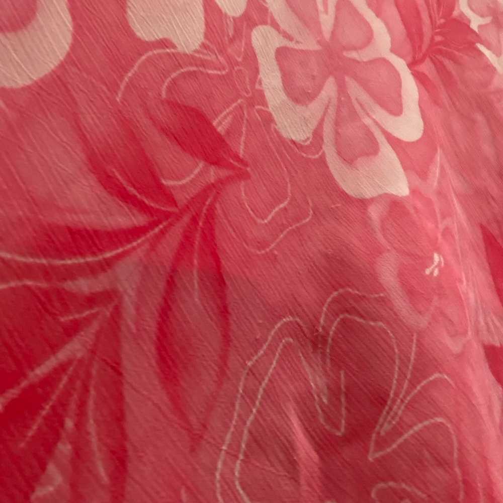 VTG 90s K Studio Pink Hibiscus Floral Print Scoop… - image 10