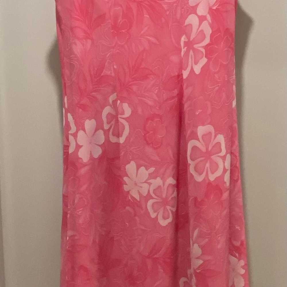 VTG 90s K Studio Pink Hibiscus Floral Print Scoop… - image 12