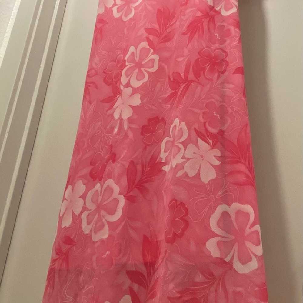 VTG 90s K Studio Pink Hibiscus Floral Print Scoop… - image 8