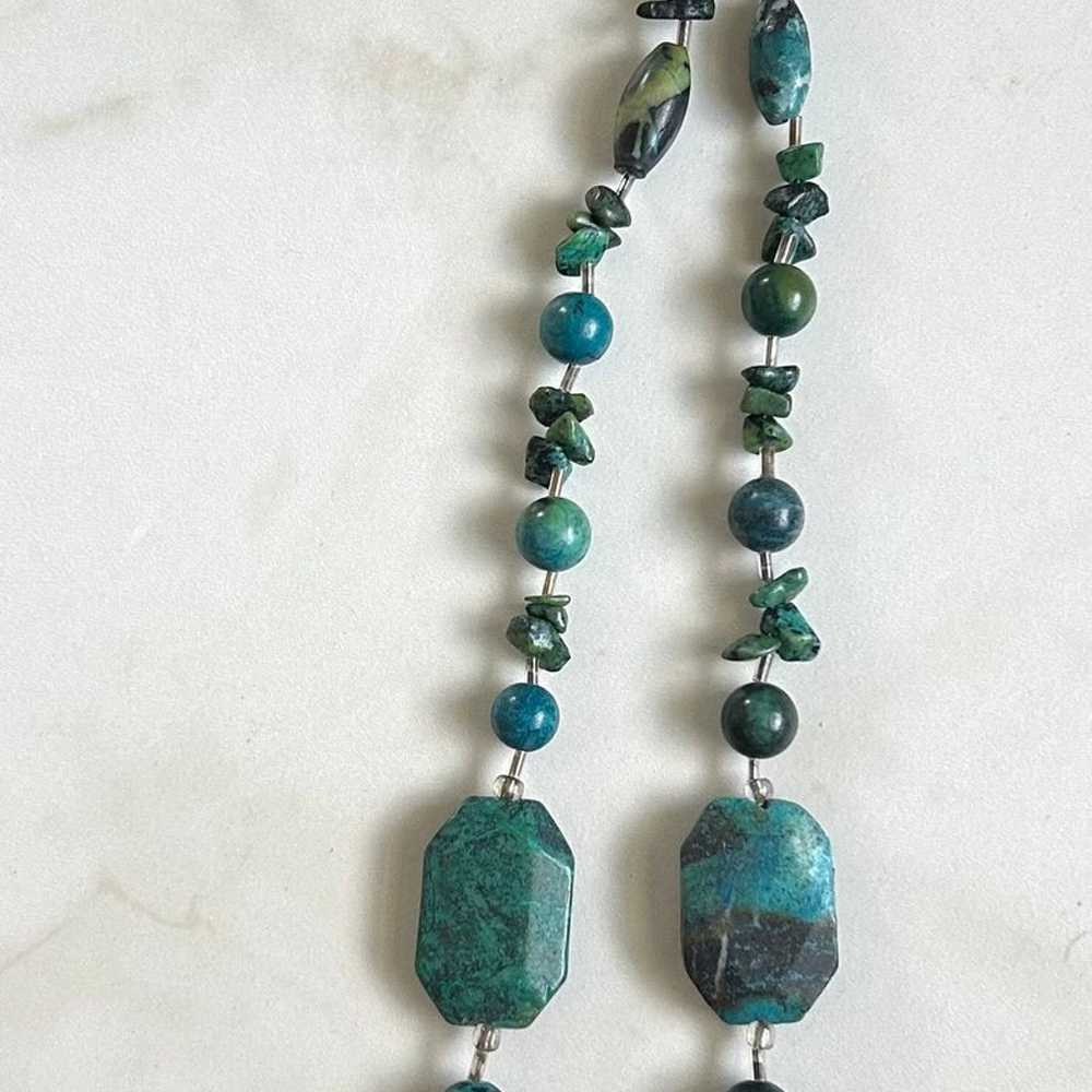 Vintage Handmade Turquoise Beaded Necklace - image 1