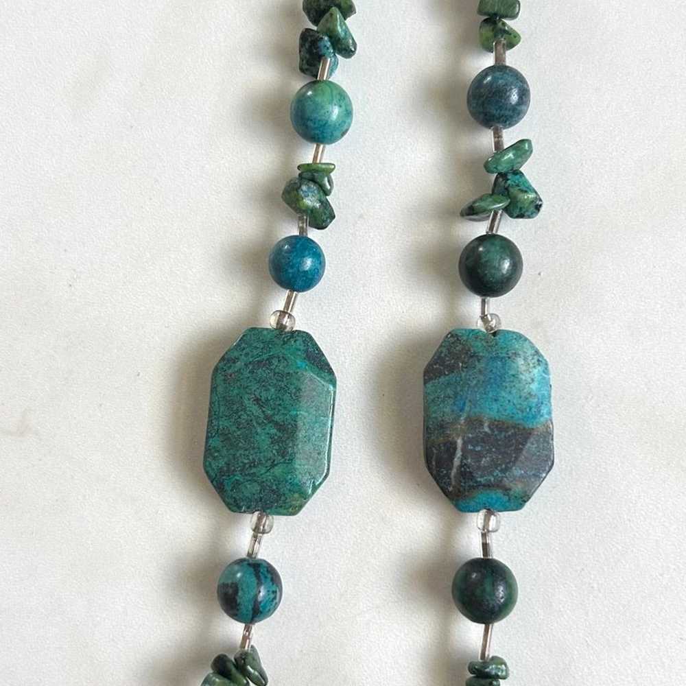 Vintage Handmade Turquoise Beaded Necklace - image 2