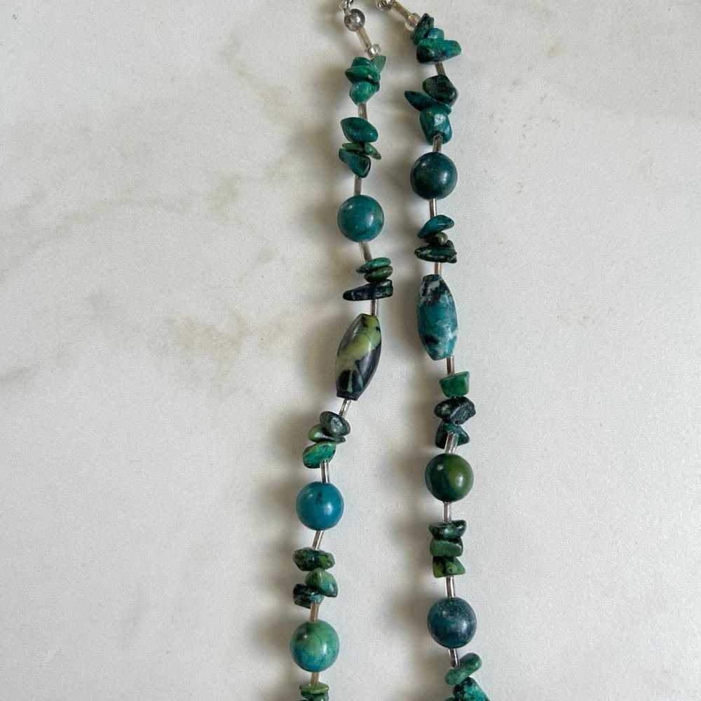 Vintage Handmade Turquoise Beaded Necklace - image 3