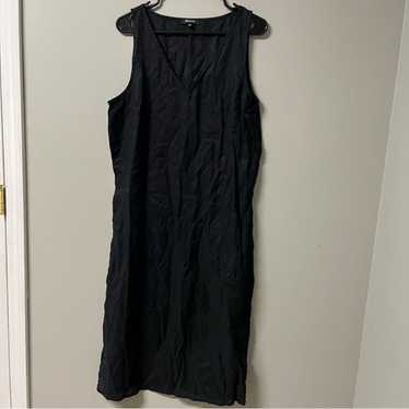 Madewell Black Linen V Neck Midi Tank Dress Large… - image 1