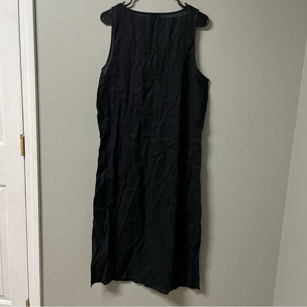 Madewell Black Linen V Neck Midi Tank Dress Large… - image 2