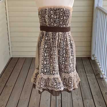 Ryu Anthroplogie Sleeveless Dress Brown With Came… - image 1