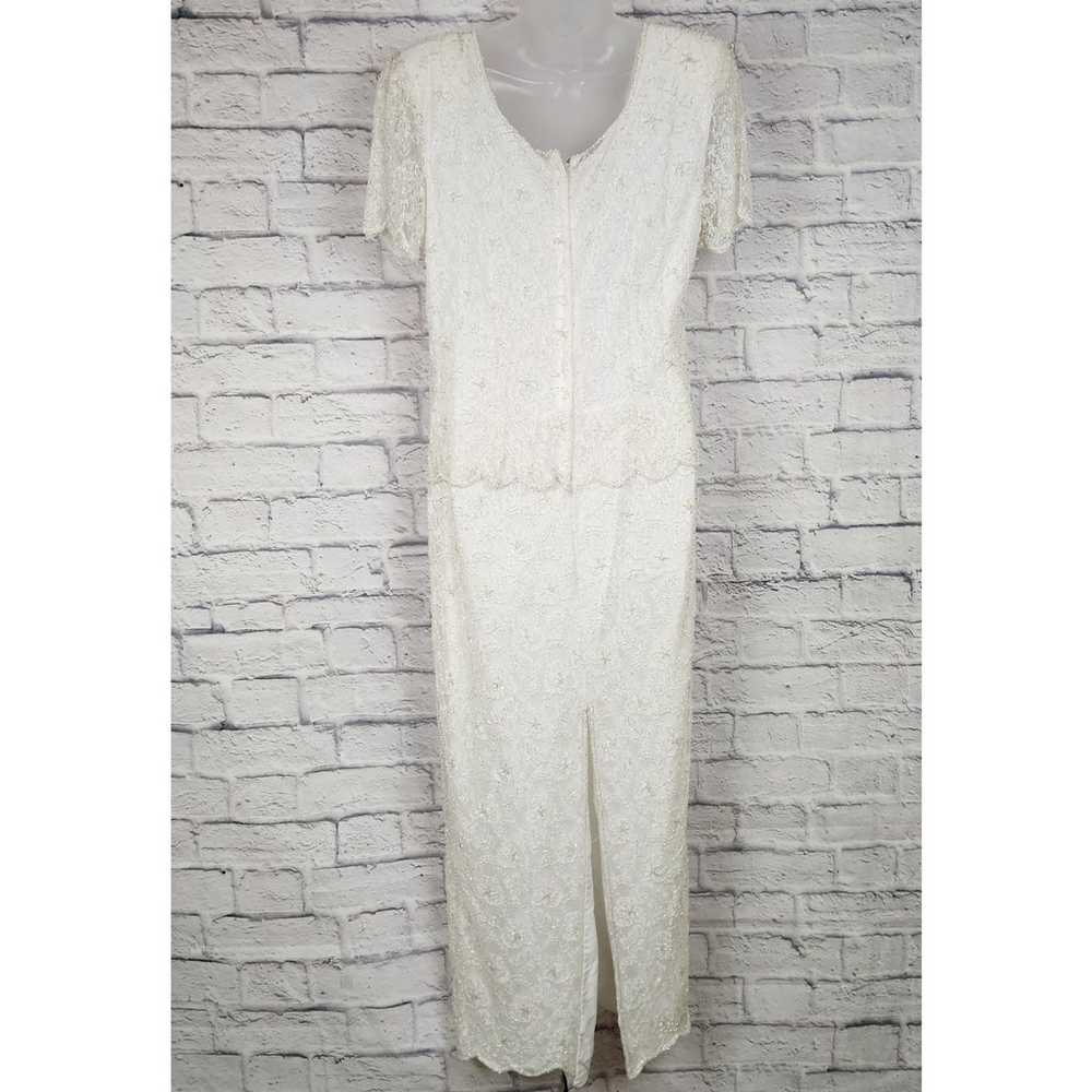 Vintage Stenay Dress Size 14 Ivory Beaded Maxi Le… - image 2