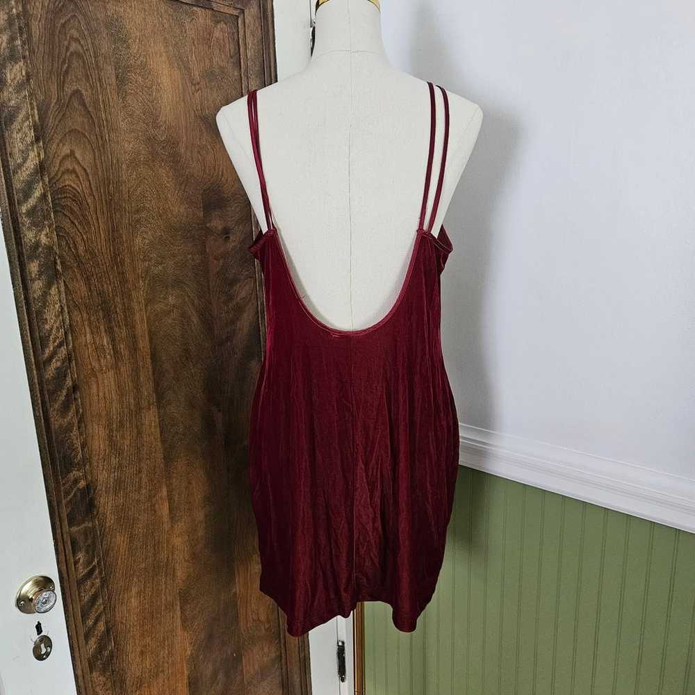 90s Red Velvet Dress Mini Short Sleeveless Gold S… - image 3