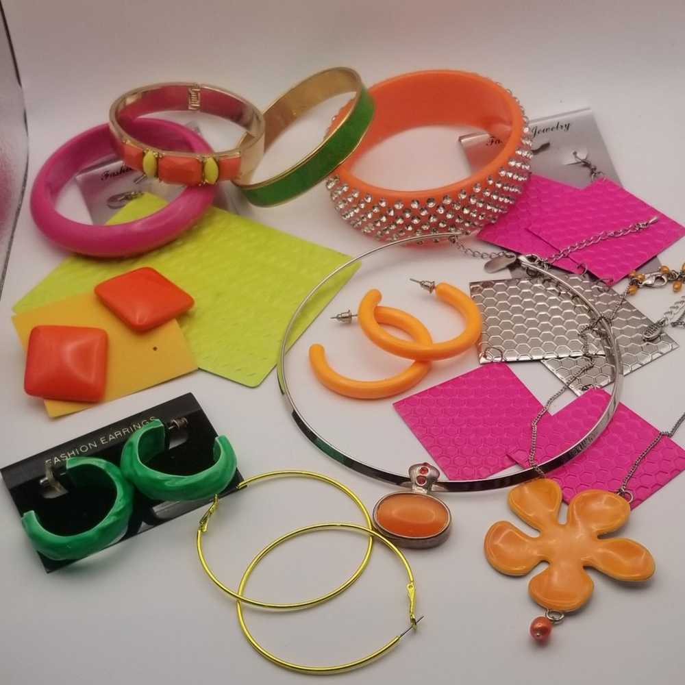 Neon citrus jewelry lot - image 1