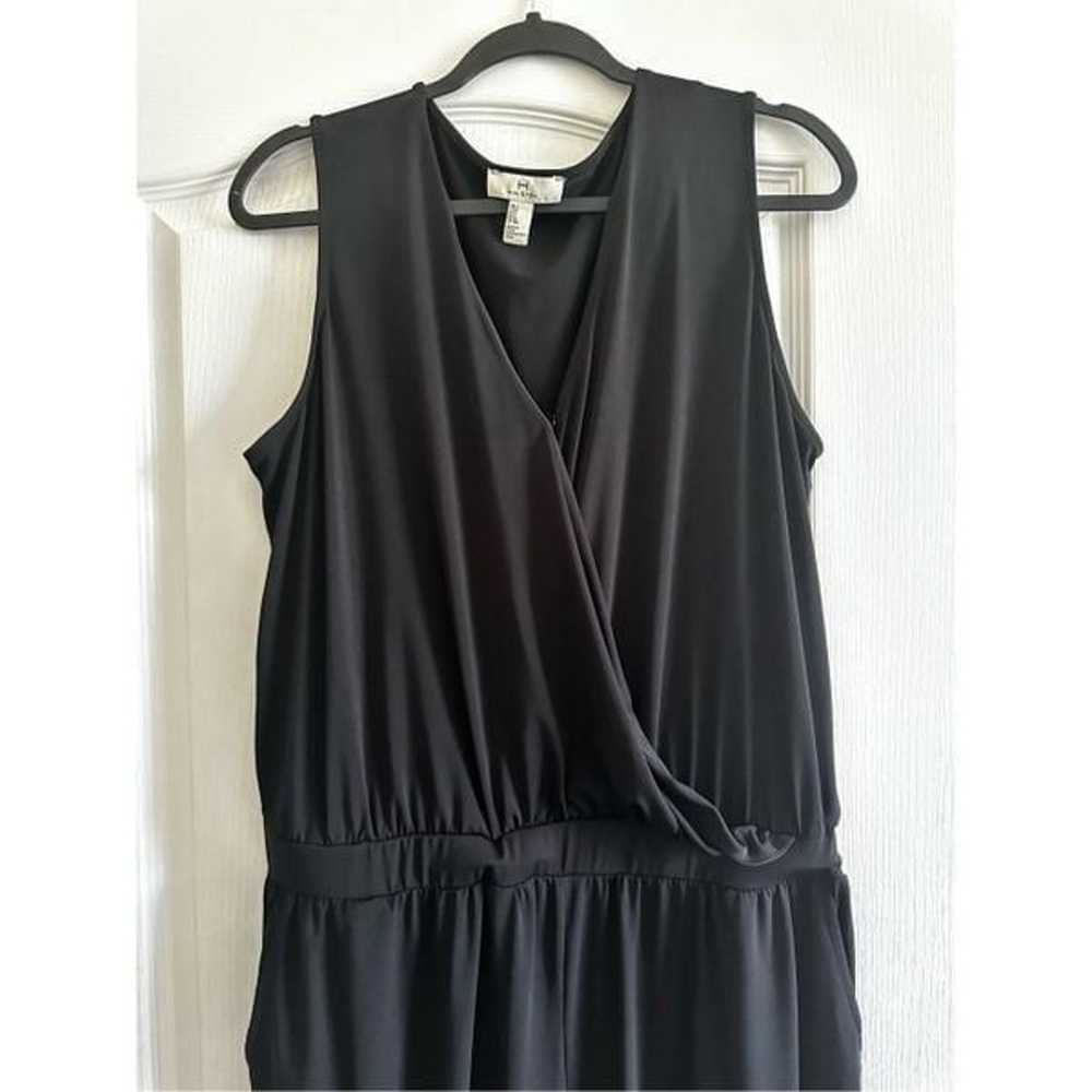 H by HALSTON BLACK V-NECK JUMPSUIT SIZE LARGE Bla… - image 3