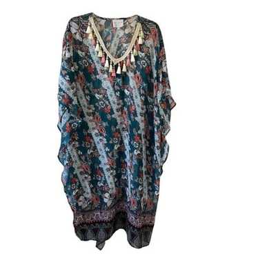 Hayden LA Sheer Floral Tassel Caftan Dress Size M/