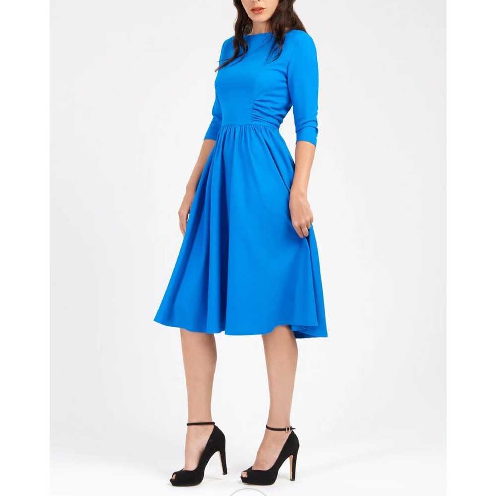 Zoe Vine London Blue Vivian Ruched Modest Midi Dr… - image 1