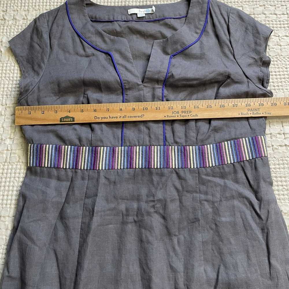 Boden Linen Dress 12 Reg Cap Sleeve Split Neck Gr… - image 10