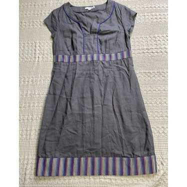 Boden Linen Dress 12 Reg Cap Sleeve Split Neck Gr… - image 1